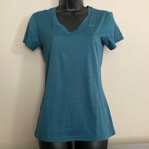 Nike Women's Teal Dri-Fit V-Neck T-Shirt